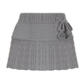 Damen gestrickter Minirock mit dekorativen Pompons und elastischem Bund R&B