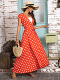 Damen Maxikleid mit schmeichelndem Wickeldesign und modernen Punkten R&B