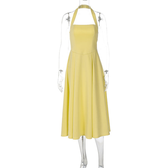 Damen Edles Maxikleid mit quadratischem Ausschnitt und schmalem Taillenband R&B