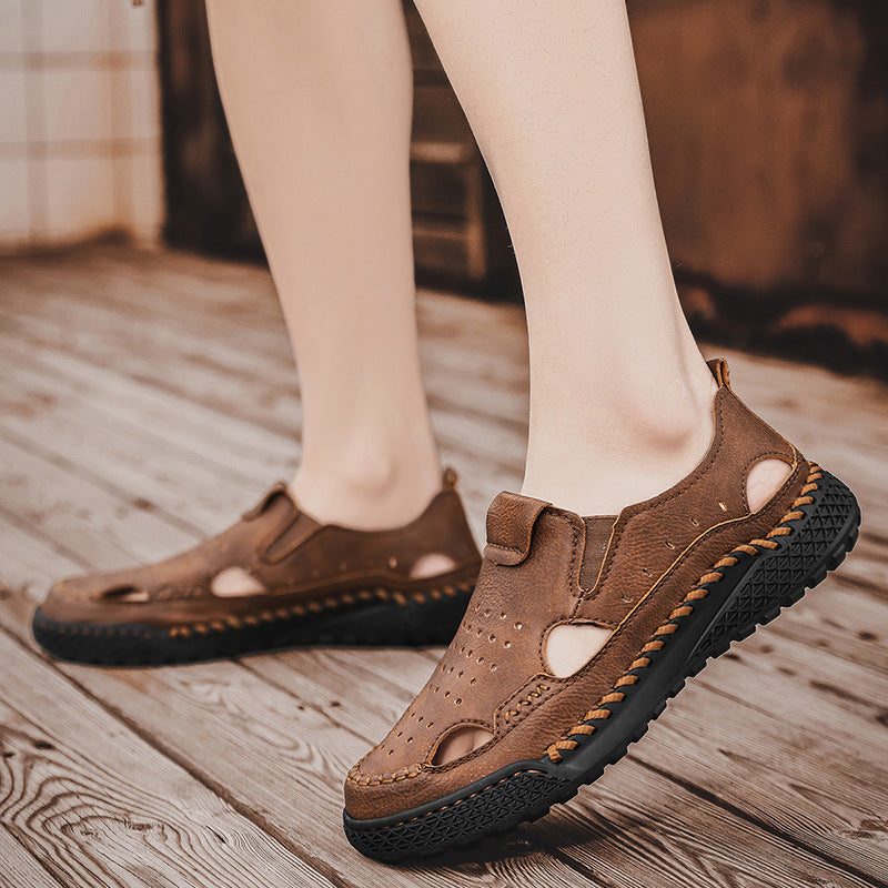 Herren atmungsaktive Leder Sandalen R&B