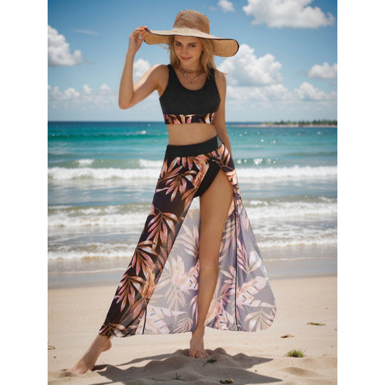 Damen Strandkleid mit modischem Hochschnitt und funktionalem Wickel-Design R&B