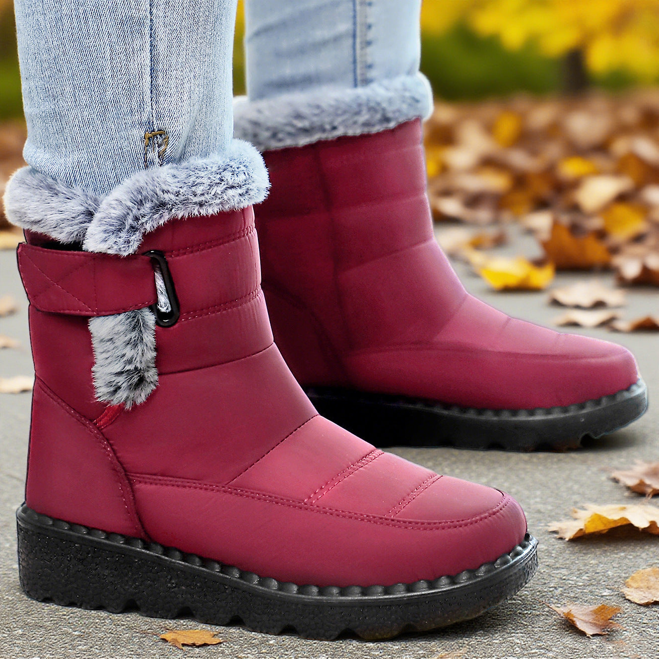Damen Isolierte Winterstiefel mit weichem Innenfutter und praktischen Schnallen R&B