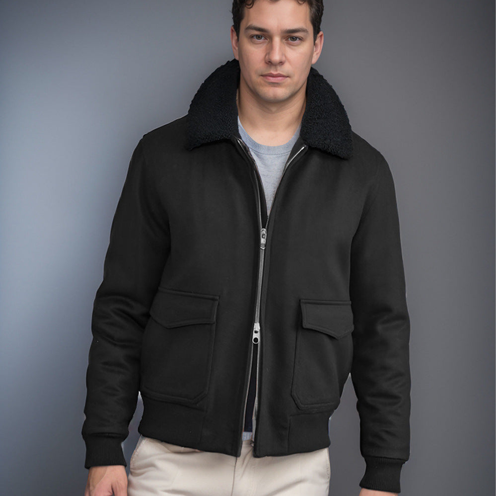 Herren warme Fleecejacke mit Stehkragen und praktischen Taschen R&B