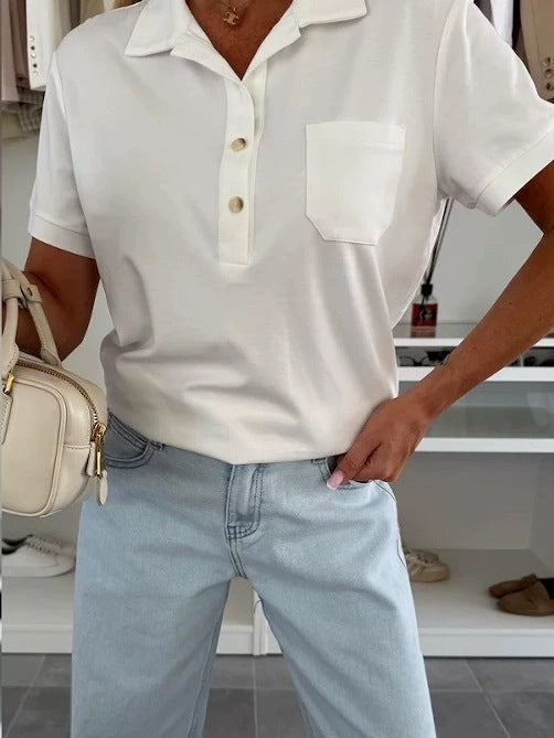Damen Poloshirt mit Knopfleiste und Brusttasche R&B