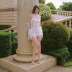 Damen Transparentes Abendkleid mit eleganten Pailletten und Rüschendetails R&B