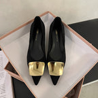 Damen elegante High-Heel Ballerinas mit stilvollem Goldakzent R&B