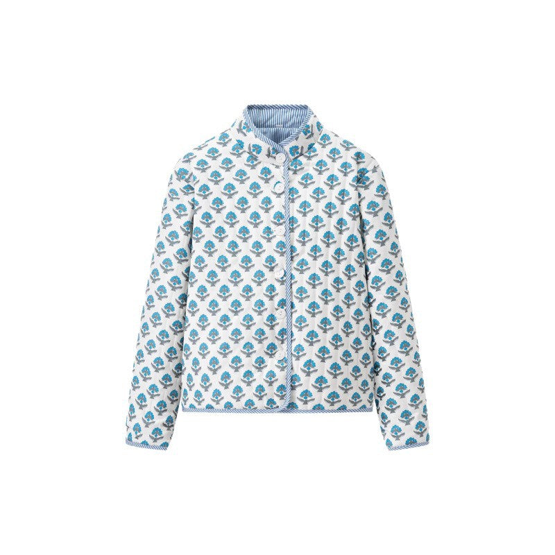 Damen Steppjacke mit floralem Muster und bequemem Schnitt R&B