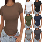 Damen figurbetontes Kurzarm-T-Shirt aus elastischem Material R&B