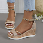 Damen Wedge-Sandalen mit funkelndem Obermaterial und elegantem Riemendesign R&B