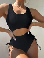 Damen Cut-Out Badeanzug mit verstellbaren Seitenbändern R&B
