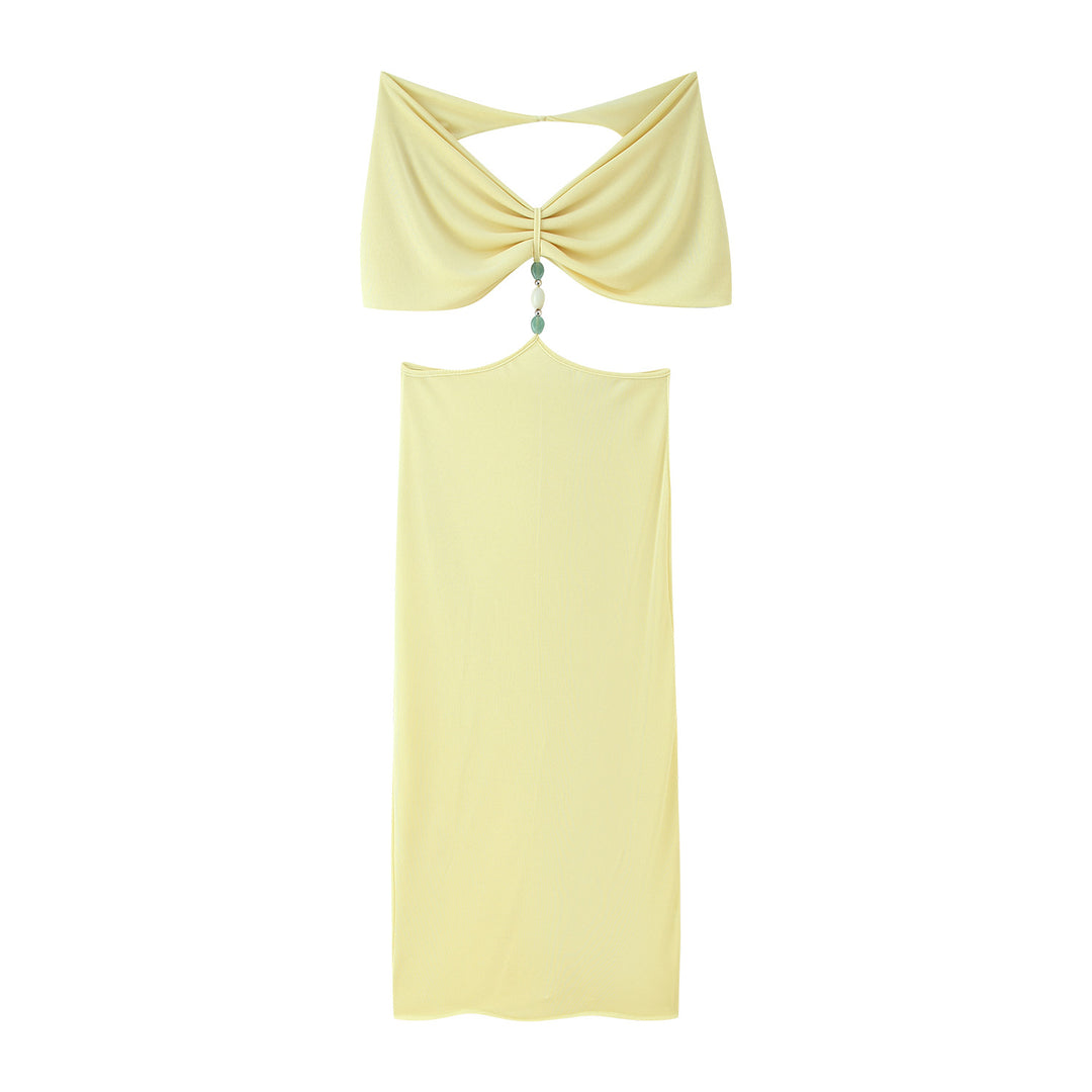 Damen Maxikleid mit verstellbarem Neckholder und elegantem Rüschendesign R&B