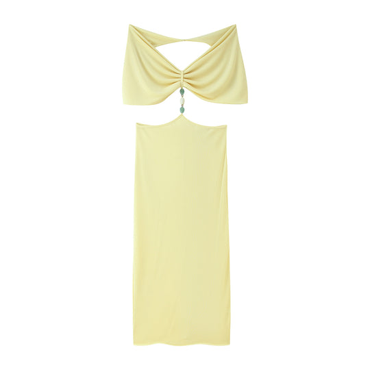 Damen Maxikleid mit verstellbarem Neckholder und elegantem Rüschendesign R&B