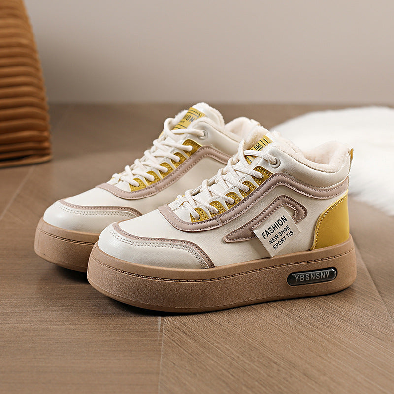 Damen modische High-Top Sneakers mit warmem Innenfutter und robuster Profilsohle R&B