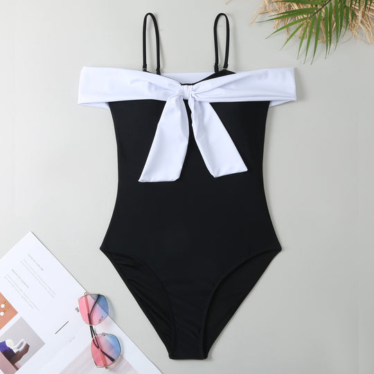 Damen Einteiler Badeanzug mit elegantem Wickel-Design und hohem Beinausschnitt R&B