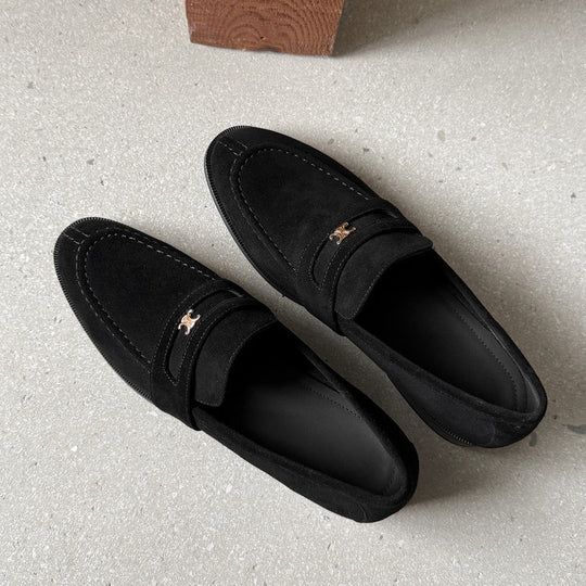 Damen Loafer aus hochwertigem Wildleder mit elegantem Schnallen-Detail R&B