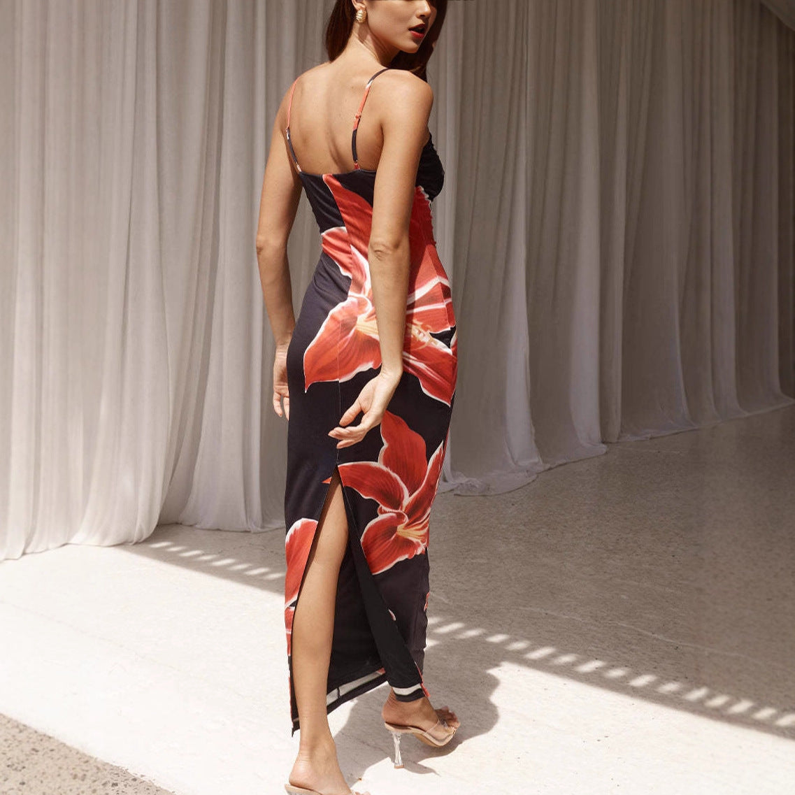 Damen Maxikleid mit traumhaftem Blumendruck und zarten Spaghettiträgern R&B