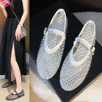 Damen Ballerinas mit strassverzierten Details und Riemchenverschluss R&B