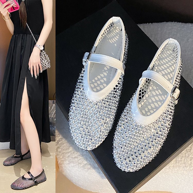 Damen Ballerinas mit strassverzierten Details und Riemchenverschluss R&B