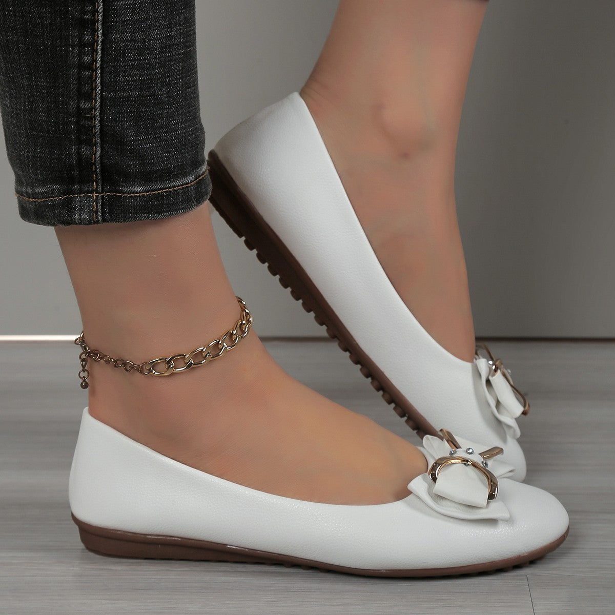 Damen Ballerinas mit funkelnder Schleifenapplikation und rutschfester Sohle R&B