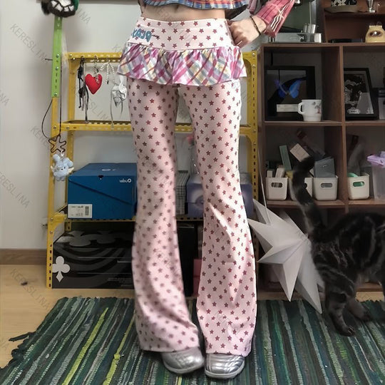 Damen Figurbetonte Flared-Hose mit Rüschendetail R&B