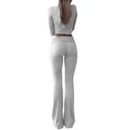 Damen Legeres Lounge-Set mit langärmligem Oberteil und flared Hose R&B