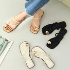 Damen Zehentrenner-Sandalen mit elegantem Riemendesign und luxuriösem Schmuckdetail R&B