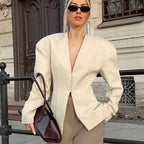 Damen Modischer Oversized Blazer mit strukturiertem Schnitt und Knopfdetails R&B