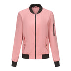 Damen modische Bomberjacke mit praktischen Reißverschlusstaschen und sportlichem Kragen
