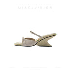 Damen Slingback Sandalen mit floralem Riemen und bequemem Absatz
