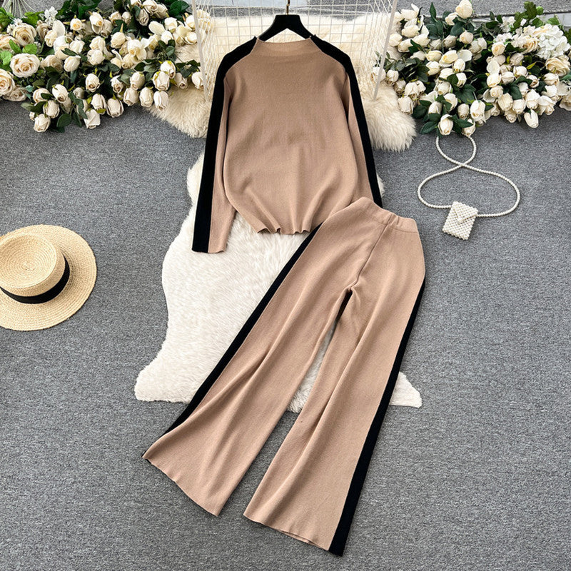 Damen sportliches Lounge-Set mit kontrastierenden Seiteneinsätzen R&B