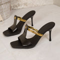 Damen Absatzsandalen mit glitzernden goldenen Akzenten und stilvollem Schlaufen-Design R&B
