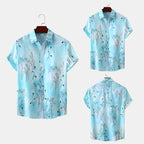 Damen Kurzarmhemd mit floralem Aquarelldruck und lockerer Passform