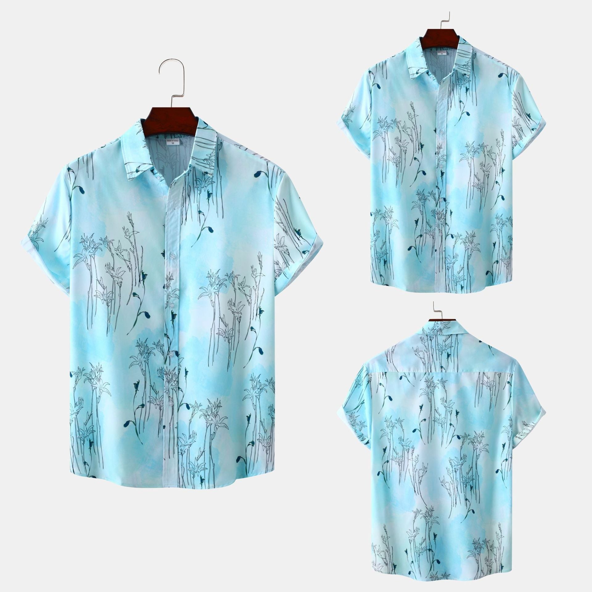 Damen Kurzarmhemd mit floralem Aquarelldruck und lockerer Passform