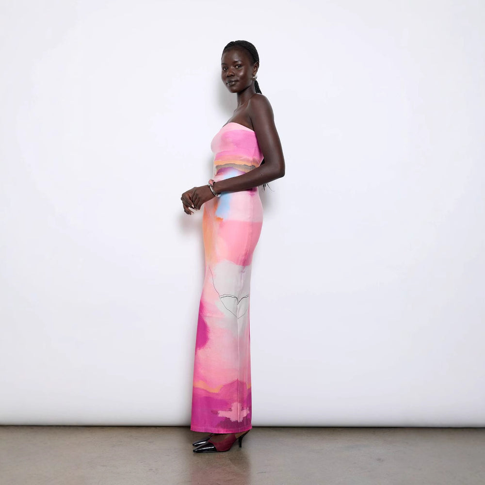 Damen figurbetontes Sommerkleid im Aquarell-Design R&B