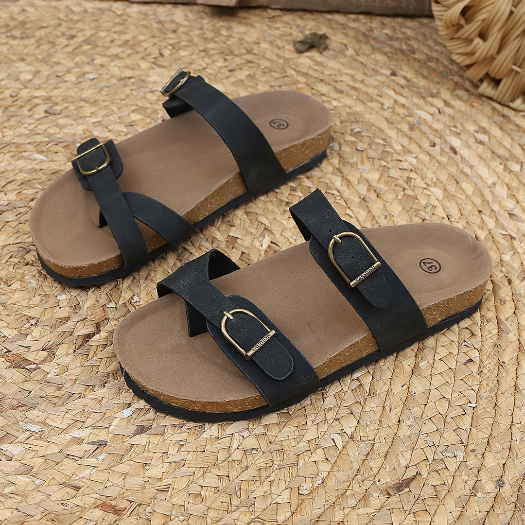 Damen Komfortable Birkentyp Sandalen mit modischen Schnallen R&B