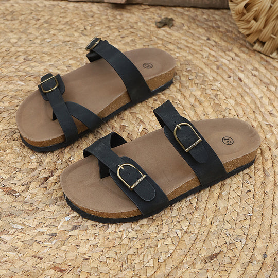 Damen Komfortable Birkentyp Sandalen mit modischen Schnallen R&B