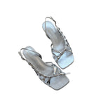 Damen Elegante Slingback-Sandalen mit schimmerndem Obermaterial und modischem Riemendesign R&B