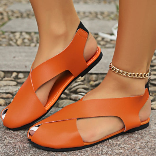 Damen offene Riemchen-Pantoletten mit elegantem Kreuzband-Design R&B