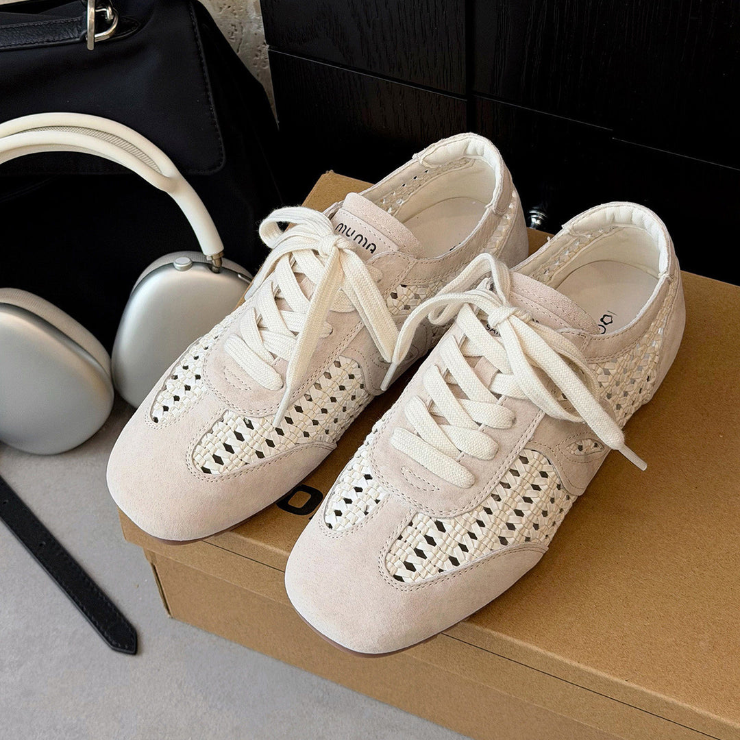 Damen elegante und luftige Schnürschuhe mit handgewebtem Obermaterial R&B