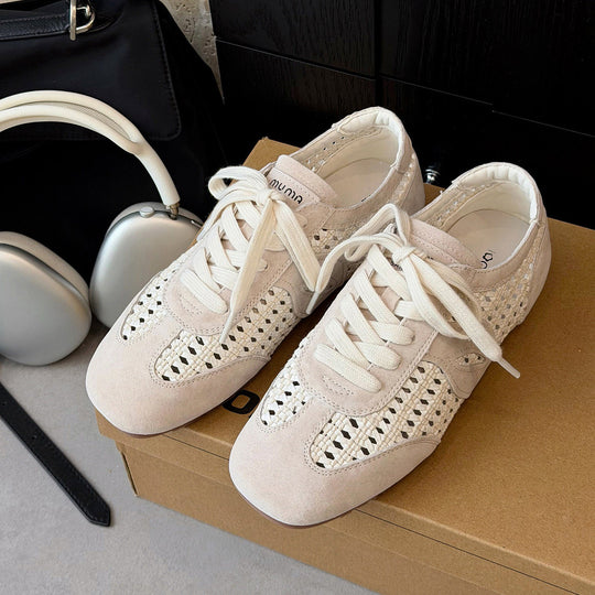 Damen elegante und luftige Schnürschuhe mit handgewebtem Obermaterial R&B