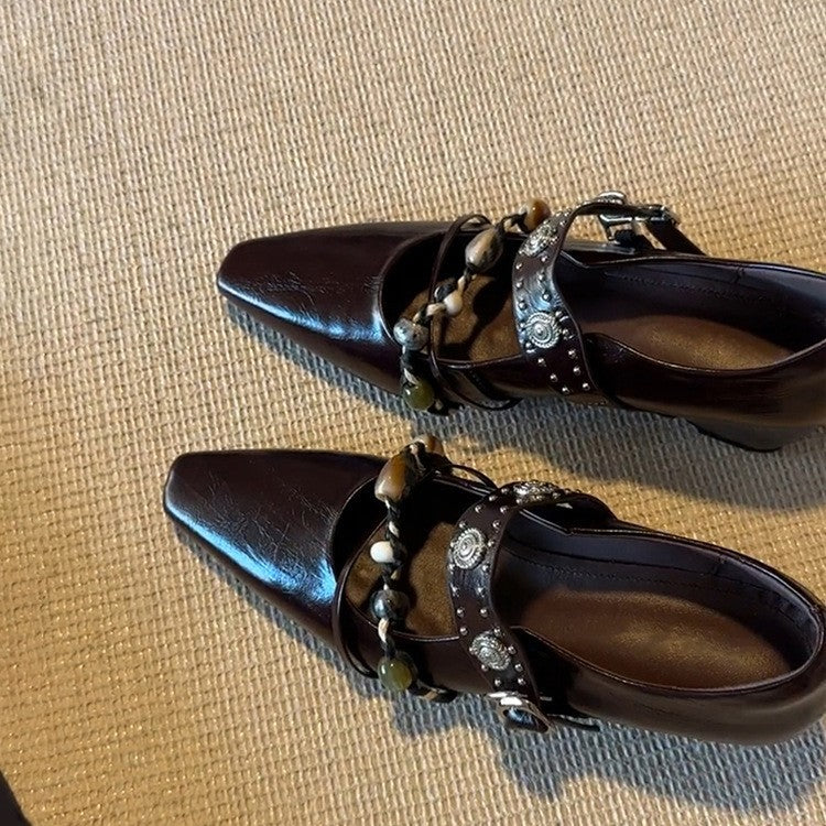 Damen stilvolle Ballerinas mit dekorativer Schnallenverzierung R&B