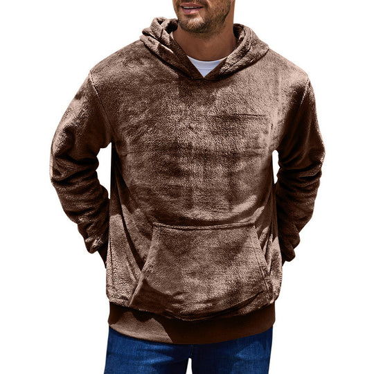 Herren kuscheliger Hoodie mit praktischen Kängurutaschen und hohem Kragen R&B