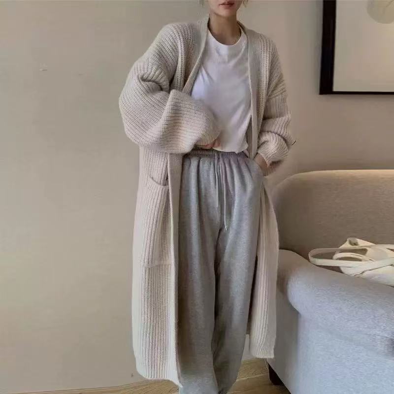Damen Weicher Strickmantel mit großzügigen Taschen und weitem Schnitt R&B