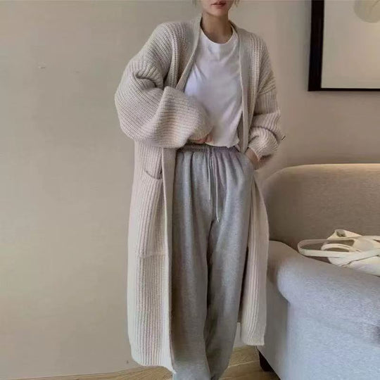 Damen Weicher Strickmantel mit großzügigen Taschen und weitem Schnitt R&B