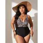 Damen Einteiler Badeanzug mit animalischem Print und figurformendem Design R&B