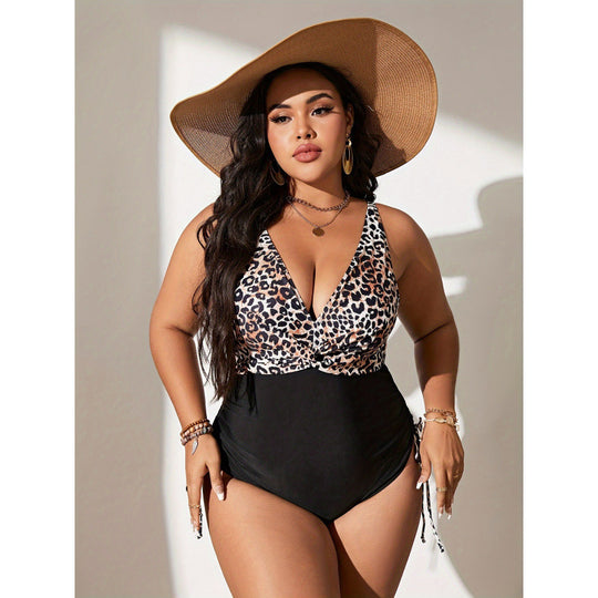 Damen Einteiler Badeanzug mit animalischem Print und figurformendem Design R&B