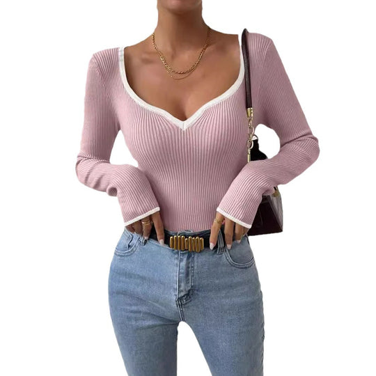 Damen Langarmshirt mit herzförmigem Ausschnitt R&B