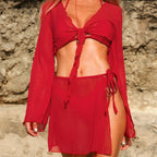 Damen Baumwoll Strandset mit lässigem Wickeldesign R&B