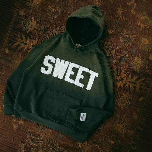 Unisex nan weit geschnittener Kapuzenpullover mit aufgesetzten Buchstabenapplikationen und Kängurutasche R&B
