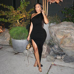 Damen Maxikleid mit asymmetrischem Schnitt und Raffung R&B